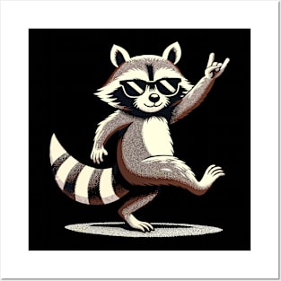 Retro Raccoon Rock and Roll Music Gift Funny Raccoon Posters and Art